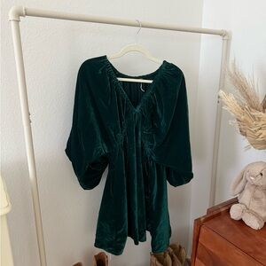 Free People Emerald Green Velvet Dress